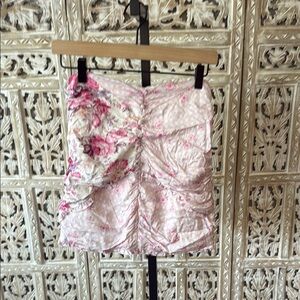 For Love & Lemons Floral Ruched Mini Skirt